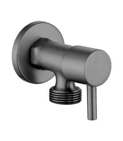 Bathroom Round Gun Metal Grey 1/4 Turn Washing Machine Stop Tap(One Piece)
