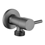 Bathroom Round Gun Metal Grey 1/4 Turn Washing Machine Stop Tap(One Piece)