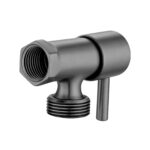 Bathroom Round Gun Metal Grey 1/4 Turn Washing Machine Stop Tap(One Piece)