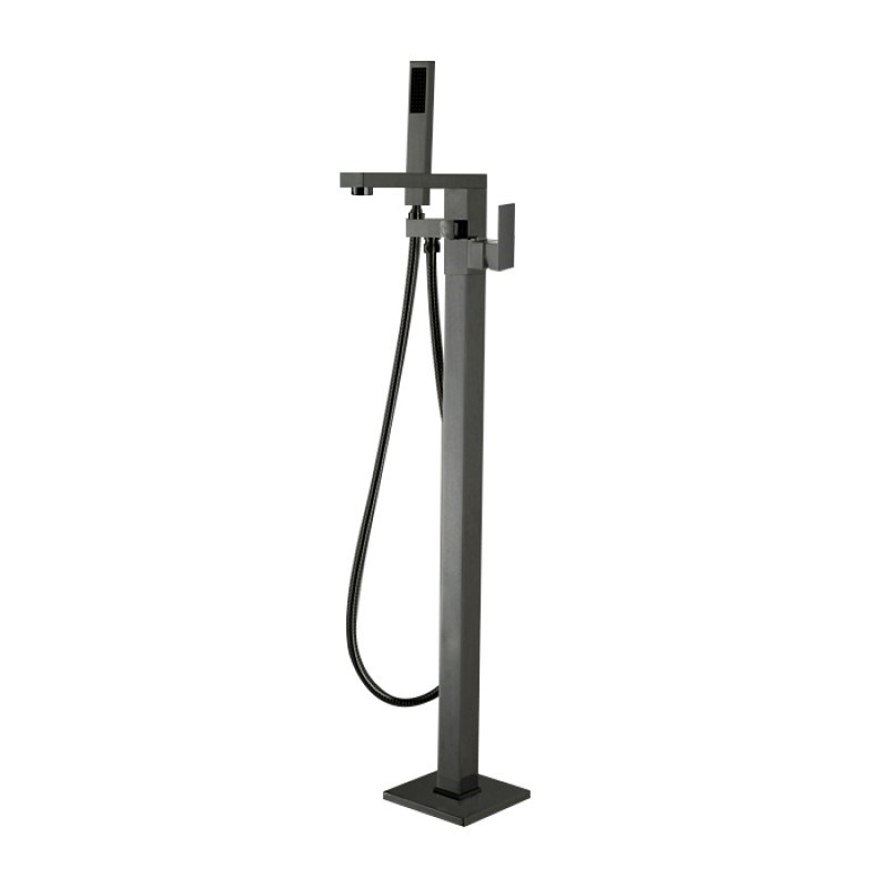 Gunmetal Freestanding Tap with Handheld Shower 1 Gunmetal Freestanding Tap with Handheld Shower