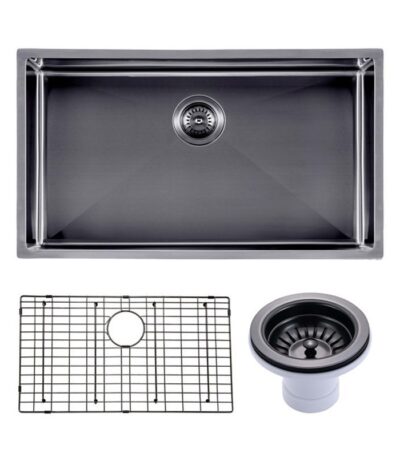 762x457x254mm Gunmetal Stainless Steel PVD Single Bowl Kitchen Sink