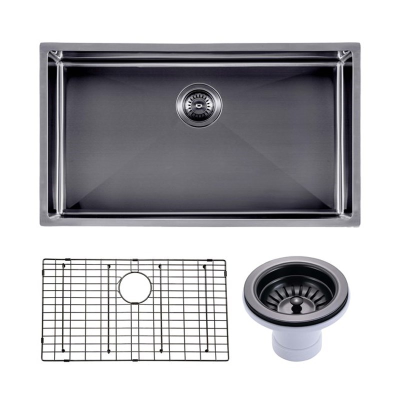 762x457x254mm Gunmetal Stainless Steel PVD Single Bowl Kitchen Sink