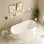 ISEO Series 1700*800*590mm Gloss White Ultra-slim Freestanding Acrylic Bathtub(with Overflow)