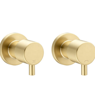 Round Light Brushed Brass Shower Wall Taps