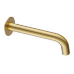 LUCID PIN Series 180mm Round Light Brushed Brass Bathtub/Basin Wall Spout (60mm Flat Cover Plate)