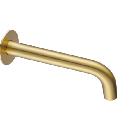 LUCID PIN Series 180mm Round Light Brushed Brass Bathtub/Basin Wall Spout (60mm Flat Cover Plate)