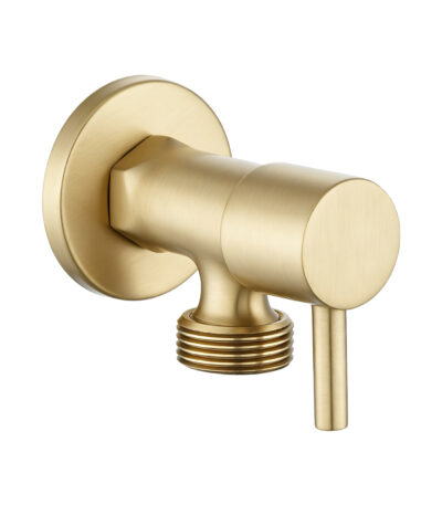 Bathroom Round Light Brushed Brass 1/4 Turn Washing Machine Stop Tap(One Piece)