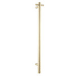 Round Vertical Light Brushed Brass Electric Heated Towel Rack Single Bar(with Timer)