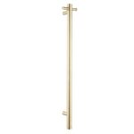Round Vertical Light Brushed Brass Electric Heated Towel Rack Single Bar(with Timer)