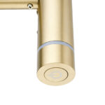 Round Vertical Light Brushed Brass Electric Heated Towel Rack Single Bar(with Timer)
