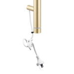 Round Vertical Light Brushed Brass Electric Heated Towel Rack Single Bar(with Timer)