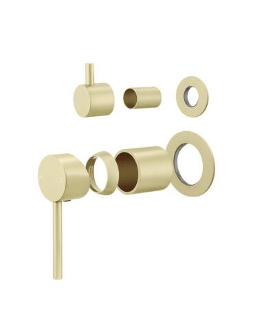 LUCID PIN Series Light Brushed Brass Diverter Mixer Trim Kit With Separate Cover Plate (match CLPD)