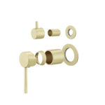 LUCID PIN Series Light Brushed Brass Diverter Mixer Trim Kit With Separate Cover Plate (match CLPD)