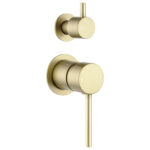 LUCID PIN Series Light Brushed Brass Diverter Mixer Trim Kit With Separate Cover Plate (match CLPD)
