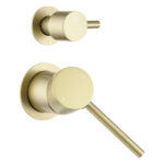 LUCID PIN Series Light Brushed Brass Diverter Mixer Trim Kit With Separate Cover Plate (match CLPD)