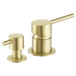 LUCID PIN Series Light Brushed Brass Diverter Mixer Trim Kit With Separate Cover Plate (match CLPD)