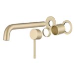LUCID PIN Series Light Brushed Brass Spout Mixer Trim Kit Only With Separate 60mm Cover Plate (match CLPS)
