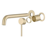 LUCID PIN Series Light Brushed Brass Spout Mixer Trim Kit Only With Separate 60mm Cover Plate (match CLPS)