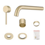 LUCID PIN Series Light Brushed Brass Spout Mixer Trim Kit Only With Separate 60mm Cover Plate (match CLPS)