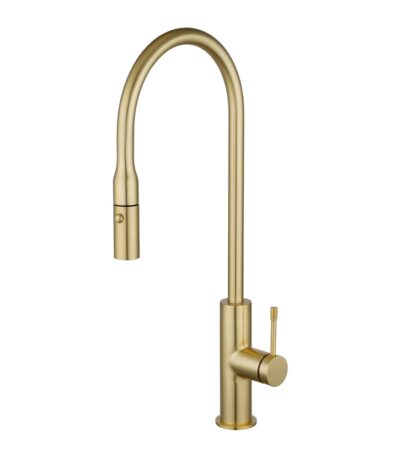 Light Brushed Brass Pull Out Kitchen Mixer