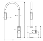 Light Brushed Brass Pull Out Kitchen Mixer