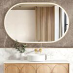 750*1200mm LED Oval Gold Metal Frame Mirror – Install Horizontal Or Vertical