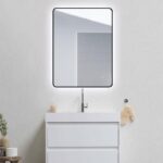 810x610mm Matte Black Framed LED Mirror