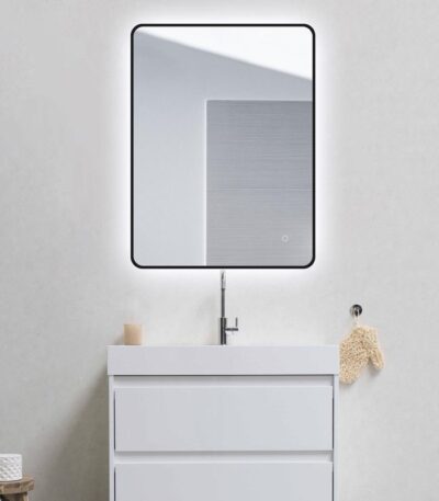 810x610mm Matte Black Framed LED Mirror
