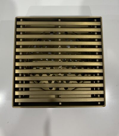 115x115x30mm Brushed Brass Grill Floor Drain