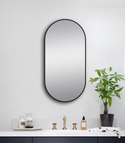500x1000mm Matte Black Framed Mirror