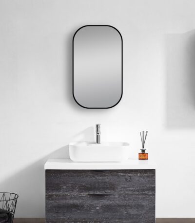 450x750mm Matte Black Framed Mirror