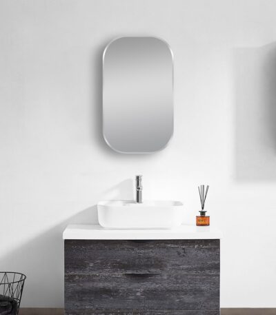 450x750mm Matte Brushed Nickel Framed Mirror