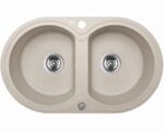 470x780x204mm Beige Granite Double Bowl Kitchen Sink
