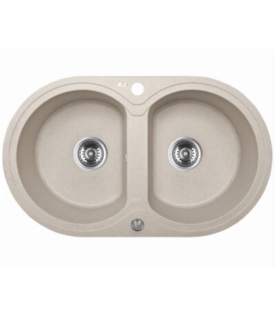 470x780x204mm Beige Granite Double Bowl Kitchen Sink