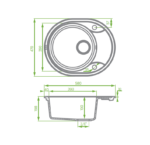470x580x198mm Grey Granite Single Bowl Kitchen Sink