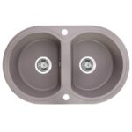 470x780x204mm Grey Granite Double Bowl Kitchen Sink
