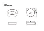 360x360x125mm Black Textured Exterior & Matte White Interior Above Counter Basin