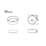 405*405*130mm Gloss White Above Counter Basin(32mm Nonoverflow)