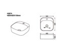 420*420*155mm Gloss White Wall Hung Basin(32mm Nonverflow+1 Tap Hole)