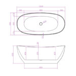 1500*800*650mm Layla Super Slim Edge Matte White Freestanding Bathtub(Pop-up Waste & Plug included)