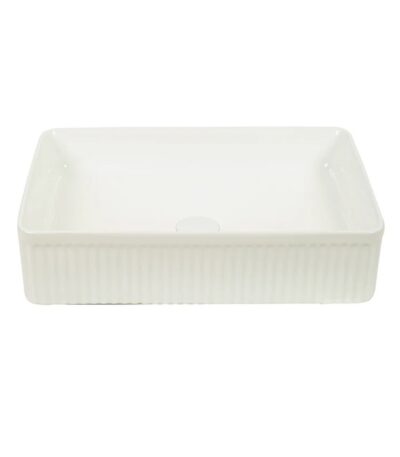 500*340*130mm Gloss White with Fluted Design Above Counter Basin(32mm Nonoverflow)