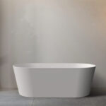 1700*800*600mm Mia Matte White Super Slim Edge Oval Shape Acrylic Freestanding Bathtub(Pop-up Waste & Plug included)