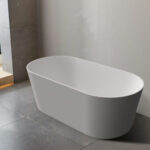 1700*800*600mm Mia Matte White Super Slim Edge Oval Shape Acrylic Freestanding Bathtub(Pop-up Waste & Plug included)
