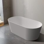 1700*800*600mm Mia Matte White Super Slim Edge Oval Shape Acrylic Freestanding Bathtub(Pop-up Waste & Plug included)
