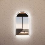 450*800mm Brushed Copper Framed Arch LED Mirror
