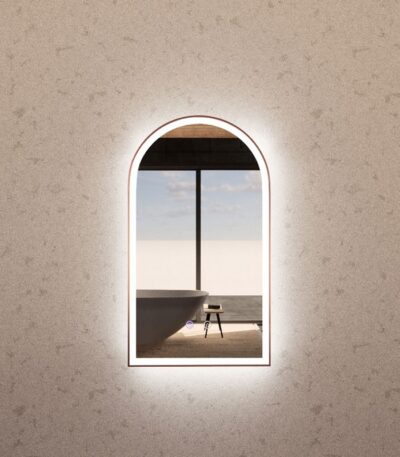 450*800mm Brushed Copper Framed Arch LED Mirror