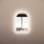 600*900mm Brushed Copper Framed Arch LED Mirror