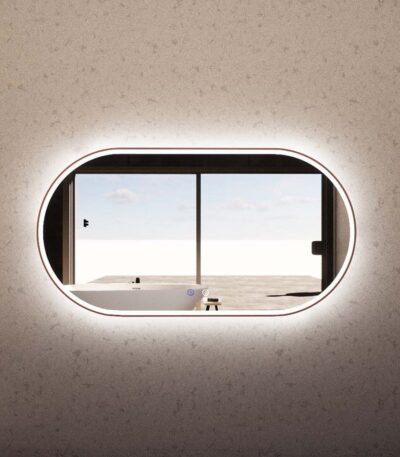 1500*800mm Brushed Copper Framed Oval LED Mirror