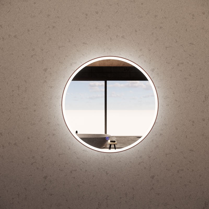 800mm 3 Lighting Options Round Brushed Copper Framed R3 LED Mirror 1 800mm 3 Lighting Options Round Brushed Copper Framed R3 LED Mirror