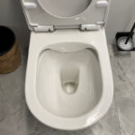 MOI 650*370*830mm Gloss White Rimless Flushing Back to Wall Two-piece Toilet Suite(Bottom Inlet)